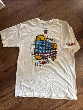 Vintage Tennis US Open 2003 DEADSTOCK USTA Art Graphic Shirt Size L NEW
